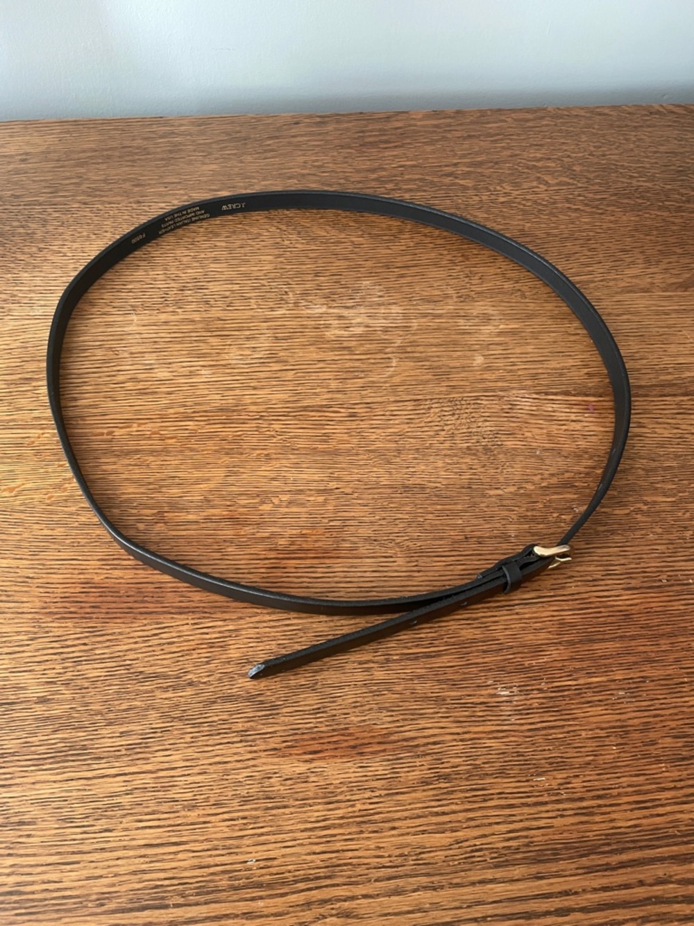 J. Crew Black Leather Belt with Gold-Tone Rounded Buckle